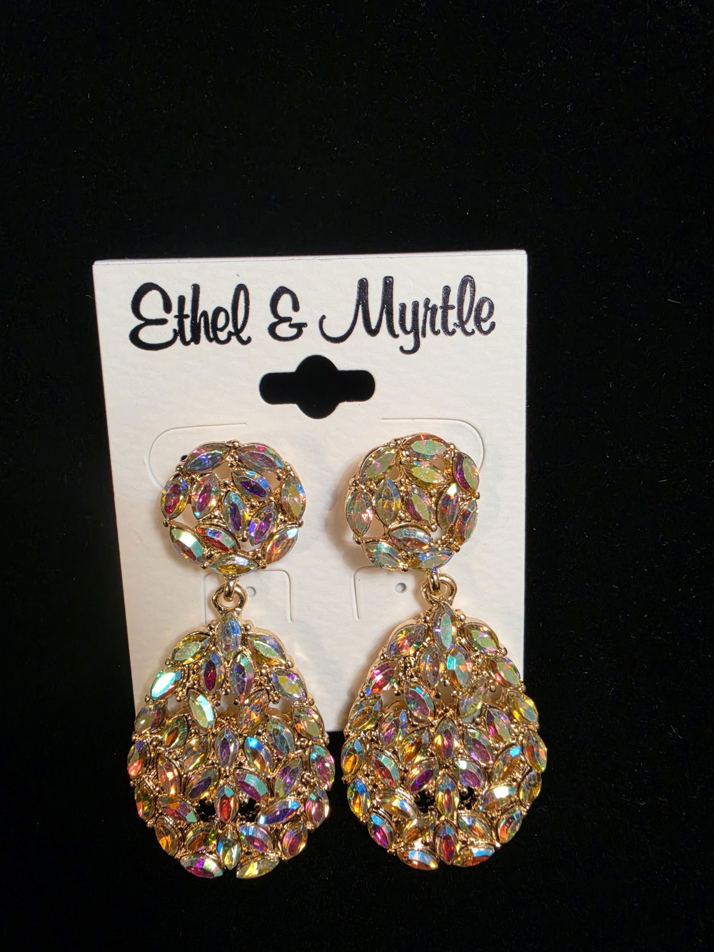 Ethel & Myrtle Gold-Tone Multicolor Crystal Drop Earrings